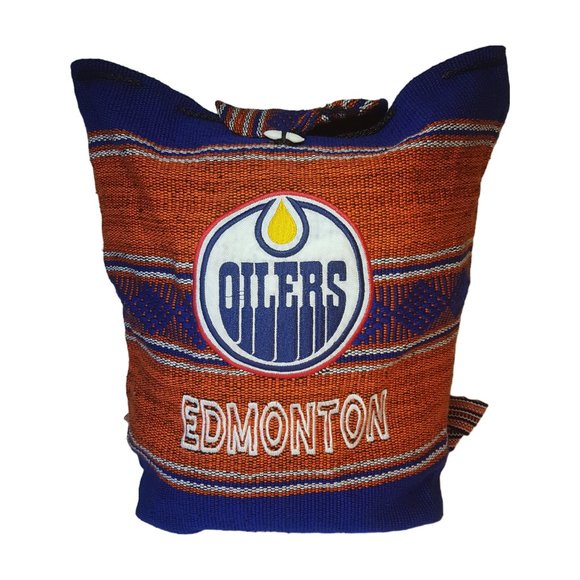 Edmonton Oilers Embroidered Cloth Backpack Tote Bag Shoulder Bag Woven Cloth Bag - Picture 2 of 10